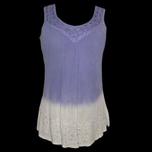 Raya Sun Purple and White Embellished Tank Top Size L